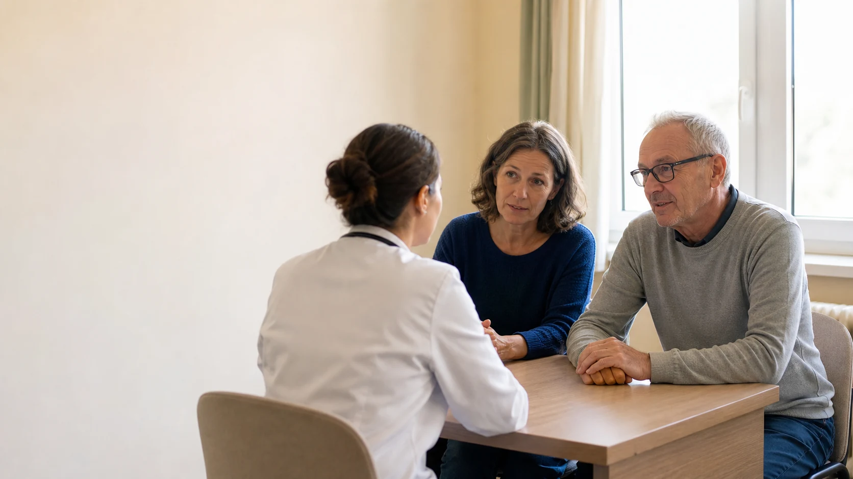 Des adultes échangent avec une professionnelle de santé